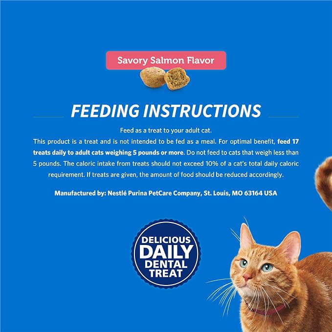 Purina DentaLife Made in USA Facilities Cat Dental Treats, Savory Salmon Flavor - (Pack of 10) 1.8 oz. Pouches