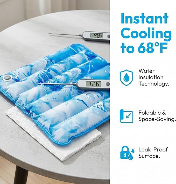 Dog Cooling Mat 2.0, Double-Sided Non-Slip Pet Cooling Pad, Washable and Durable, Indoor & Outdoor Summer Cooling Mat for All Pets, Keep Dogs and Cats Cool and Comfortable (17.7" x 17.7")