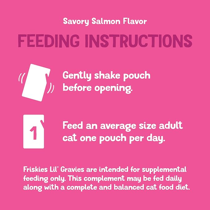 Friskies Purina Lil' Gravies Savory Salmon Flavor Cat Food Complement Lickable Cat Treats - 1.55 oz. Pouches,(Pack of 32)
