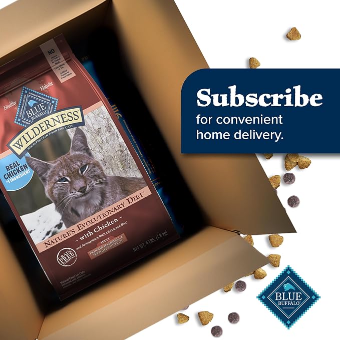 Blue Buffalo Wilderness High-Protein, Grain-Free Natural Dry Food for Adult Cats, Weight and Hairball Control, Chicken, 5-lb Bag