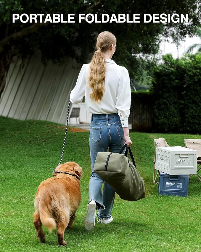 Veraste 30" L x 21" W x 21" H Collapsible Travel Dog Crate, Portable Soft Dog Kennel for Medium Dogs up to 45 lbs, 4-Door Foldable Travel Crate with Durable Mesh & Storage Bag, Green