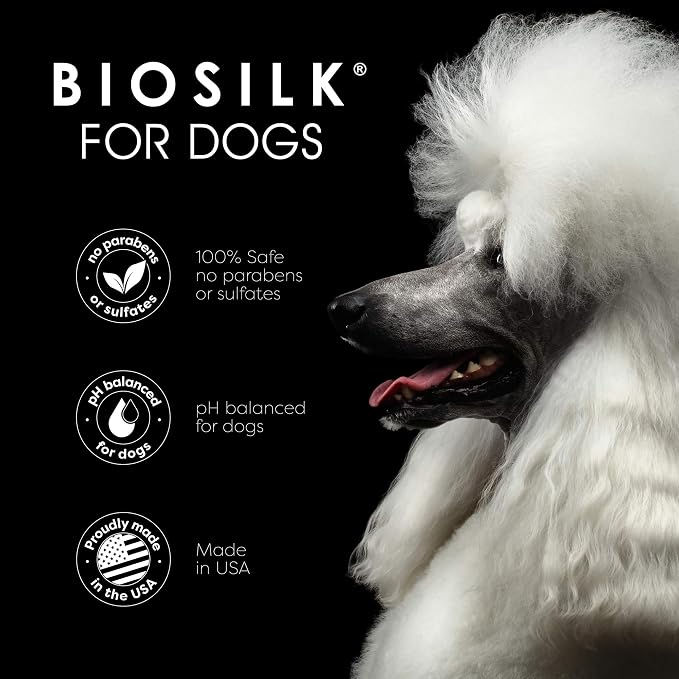 BioSilk for Dogs Silk Therapy Shampoo with Natural Coconut Oil, Moisturizing Dog Shampoo, Sulfate and Paraben Free, pH Balanced Specifically for Dogs, Made in USA, 12 Fl Oz