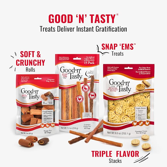 Good 'n' Tasty Kabob Bites Treat for All Dogs, 18 Ounces, Gourmet Dog Treats with Chicken, Duck or Chicken Liver, New Improved Formula for Softer Texture