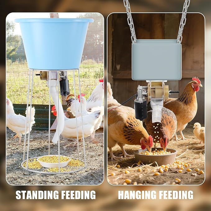 Automatic Poultry Feeder,16 Groups Automatic Chicken Feeder,Timed Feeder for Chickens, Ducks, Geese, Pigeons, Dogs, Fish, Cat