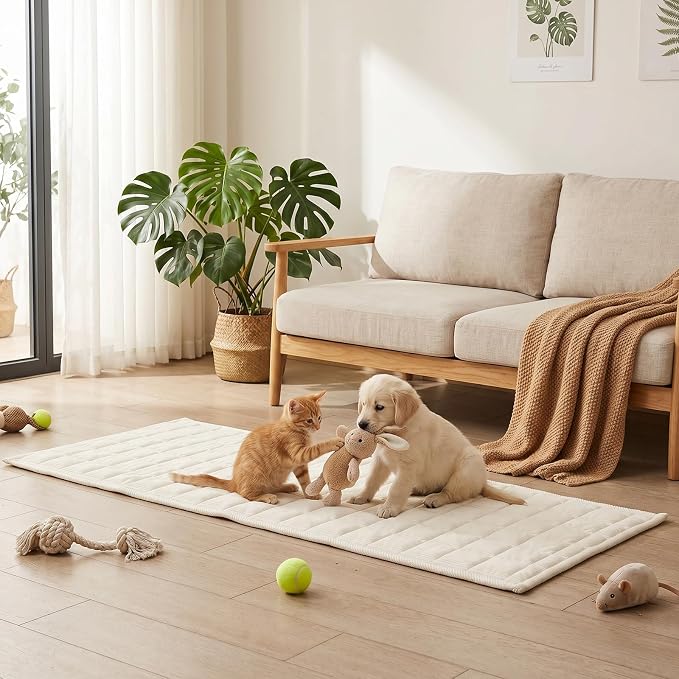 Fixwal Waterproof Dog Couch Cover, Washable Non-Slip Pet Couch Covers for Sofa, Leak-Proof Sofa Protector for Dogs, Pet Friendly Corduroy Furniture Cover (Off White, 27.6" x 70.9")
