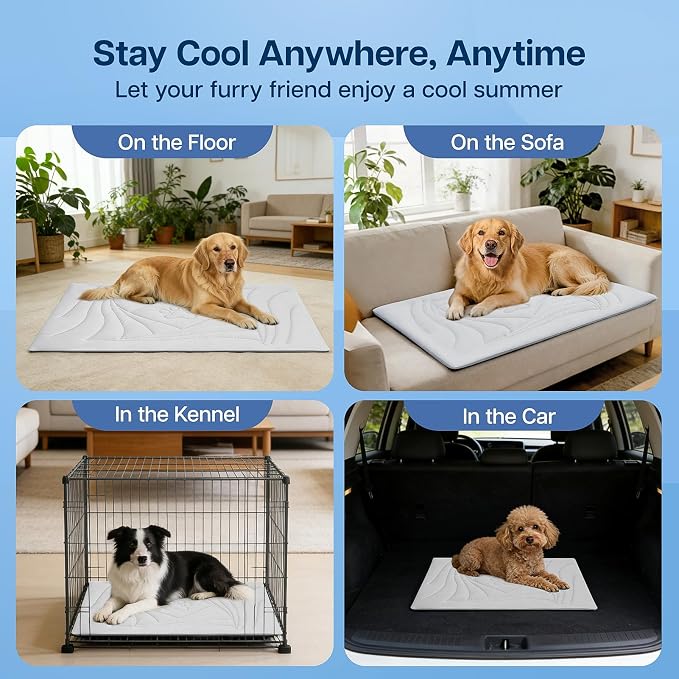 Dog Cooling Mat, 59"x40" Cooling Mat for Large Dogs, Arc-Chill Cold Fabric Delivers Rapid and Lasting Cool (Q-Max>0.5), Portable & Washable Pet Pad for Summer