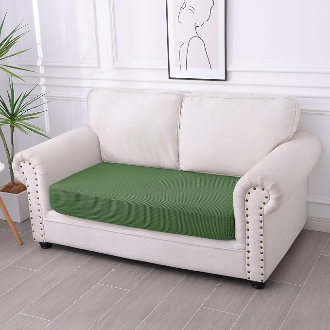 hyha Waterproof Couch Cushion Covers for Pets, Non Slip Sofa Cover for Dogs Washable, Soft Thick Stretch Jacquard Fabric, Sofa Slipcovers with Elastic Bottom (1 Piece for Medium, Grass Green)