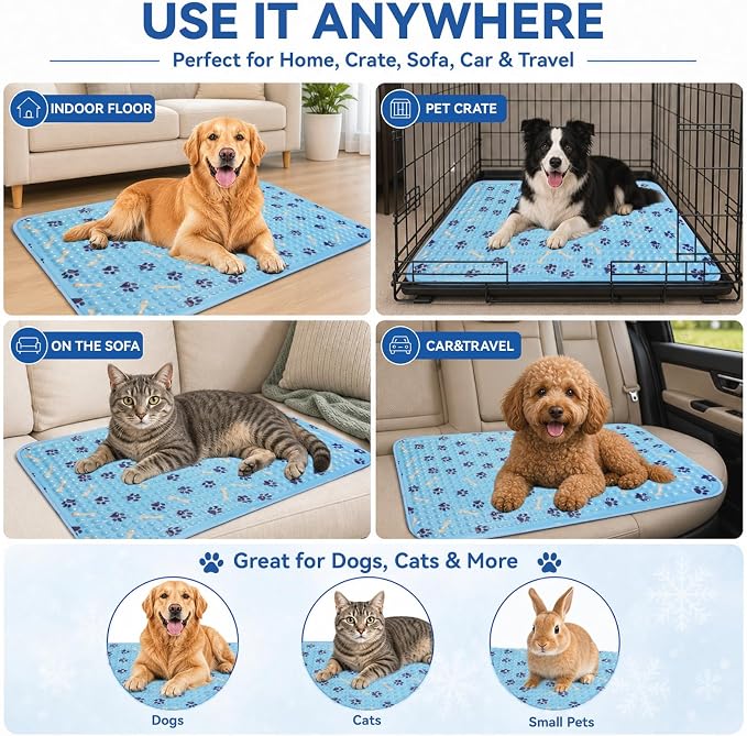 Cooling Mat for Dogs,Self Cooling Dog Bed, Patented Non-Toxic Gel Cooling Pad for Pets, Durable Waterproof Dog Cooling Mat for Small, Medium, Large Dogs and Cats, Indoor Outdoor Summer Use (Medium)