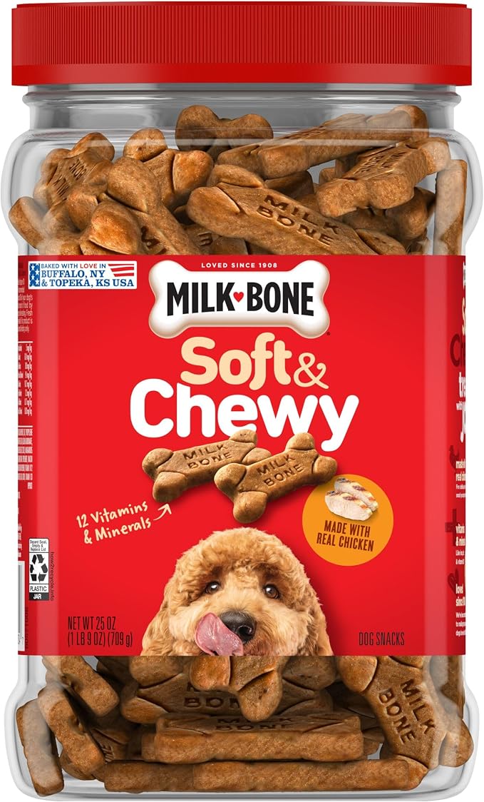 Milk-Bone Soft & Chewy Dog Treats, Made with Real Chicken, 25 Ounce Canister