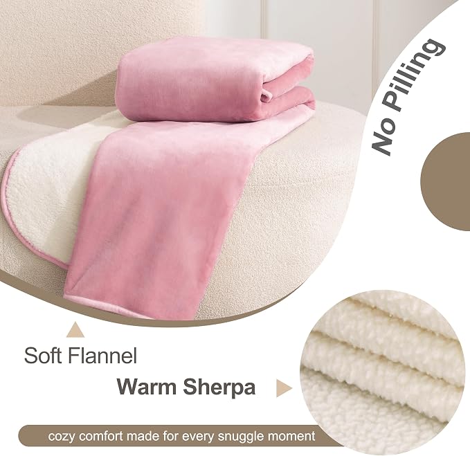 gogobunny Waterproof Pet Blanket for Small Dogs and Cats, Reversible Sherpa Fleece Soft Plush Throw for Couch Protection, Washable Furniture Protector (Pink, 30x30 inches)
