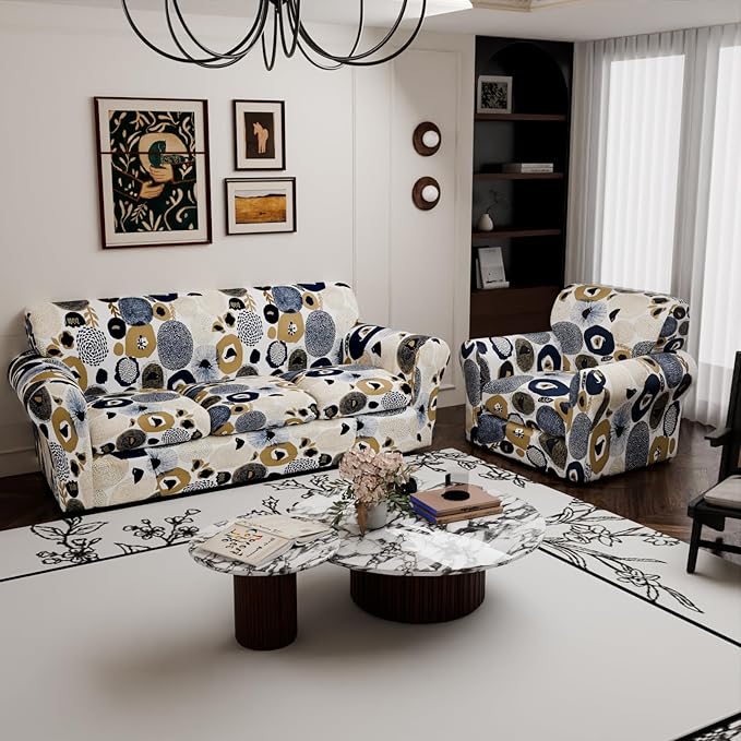 4 Piece Couch Cover Sofa Covers for 3 Cushion Couch Sofa,Stretch Furniture Protector Slipcover for Dogs with Individual Couch Cushion Covers,Washable Sofa Covers for Living Room
