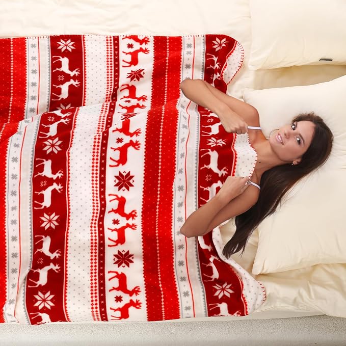 CAI TENG Red Christmas Blankets Bulk 50 X 60 inch Fleece Throw Blanket 6 Pack Printed Blankets Christmas Decoration Small Throw for Sofa Home Gift