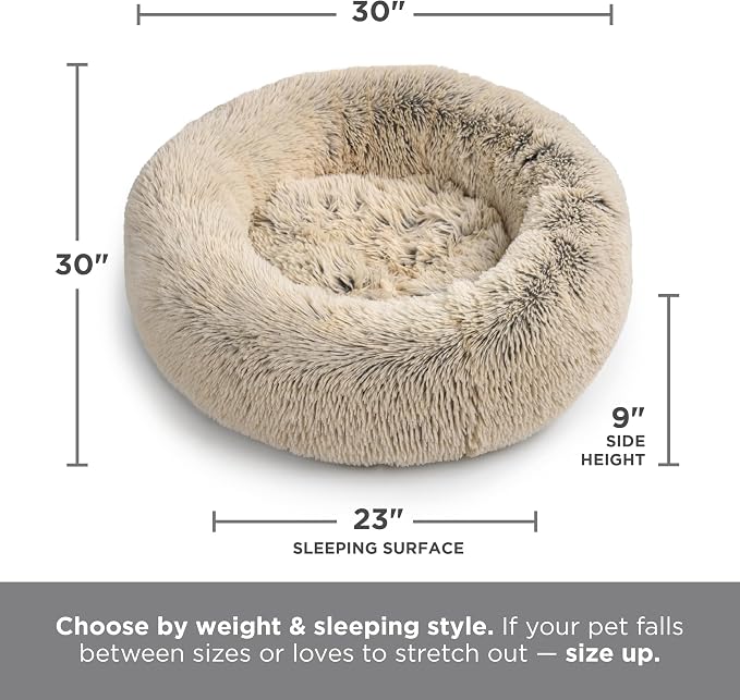 Best Friends by Sheri The Original Calming Donut Dog Bed for Medium Dogs up to 45 lbs, Shag Faux Fur, Baby Blue, 30" x 30"