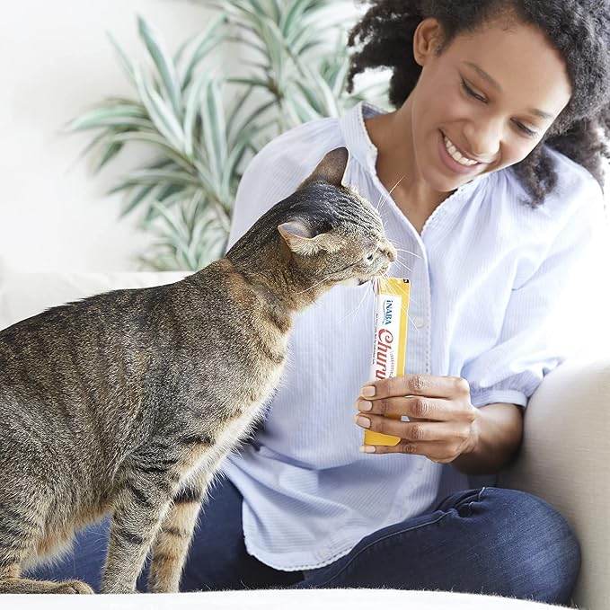 INABA Churu Cat Treats, Grain-Free, Creamy Purée Cat Treat/Topper, Chicken Variety