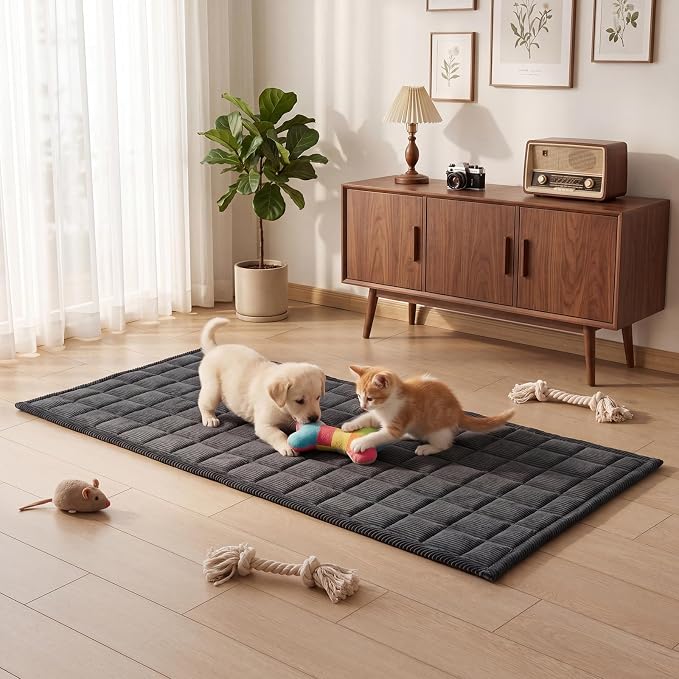 Fixwal Waterproof Dog Couch Cover, Washable Non-Slip Pet Couch Covers for Sofa, Leak-Proof Sofa Protector for Dogs, Pet Friendly Corduroy Furniture Cover (Dark Grey, 27.6" x 70.9")