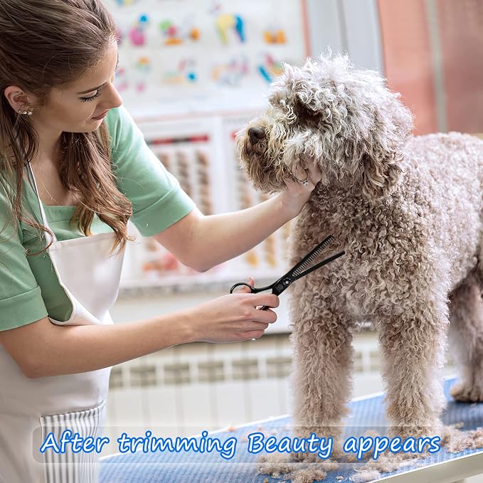 Dog Grooming Scissors Kit with Safety Round Tips, GLADOG Professional 5 in 1 Grooming Scissors for Dogs