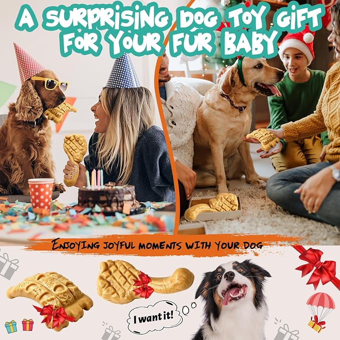 Fuufome Dog Chew Toys, 2 Pack | Aggressive Chewers, Indestructible, Large Breed Dogs, Tough Nylon Teething Toy