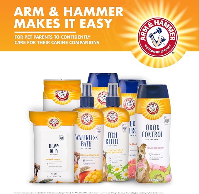 Arm & Hammer Deodorizing Dog Shampoo with Baking Soda for Odor Control Tearless Moisturizing Formula for Sensitive Skin Fresh Kiwi Blossom Scent Safe for Dogs and Puppies 20 FL OZ 2 Pack