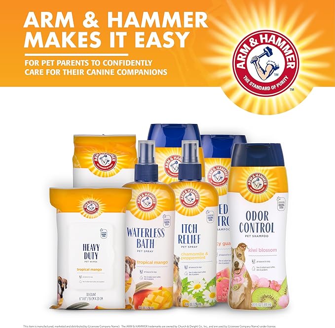 Arm & Hammer Deodorizing Dog Shampoo Baking Soda Odor Control Tearless Moisturizing Sensitive Skin Fresh Kiwi Blossom Scent Safe for Dogs and Puppies 20 FL OZ 6 Pack Everyday Grooming Routine