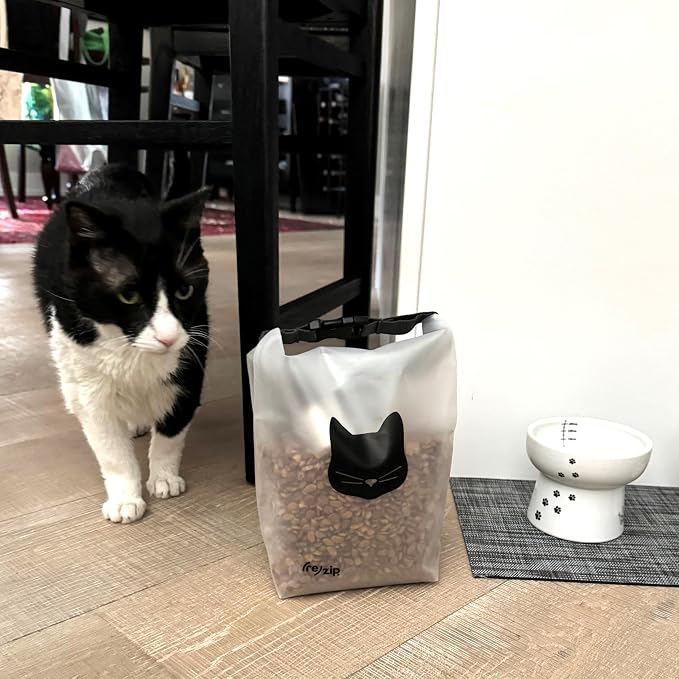 (re)zip Reusable Cat Pet Food Storage Bag | 14-Cup Capacity | Airtight Roll-Top Closure | Durable, BPA-Free PEVA | Translucent & Travel-Friendly | Keeps Kibble Fresh & Organized | Machine Washable