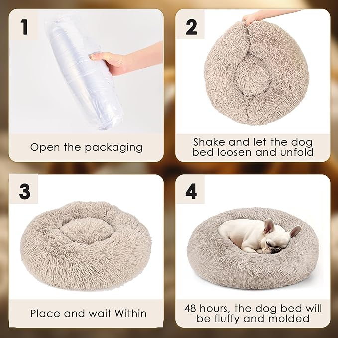Extra Large Dog Beds, 36 Inch Human Dog Anxiety Relief Comfort Bed, Indestructible & Chew Proof Pet Beds (Brown)