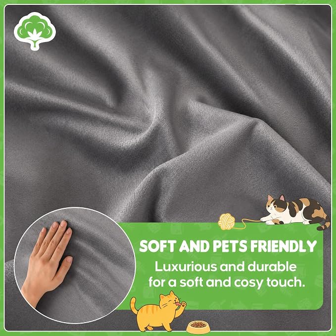 Loiion Velvet Sofa Cover, Ultra Soft Waterproof Non-Slip Couch Cover for Pets, Cat-Scratch Resistant Couch Cover, Pet & Kid Proof Scratch & Hair Resistant Washable Furniture Protector 150"X91" Grey