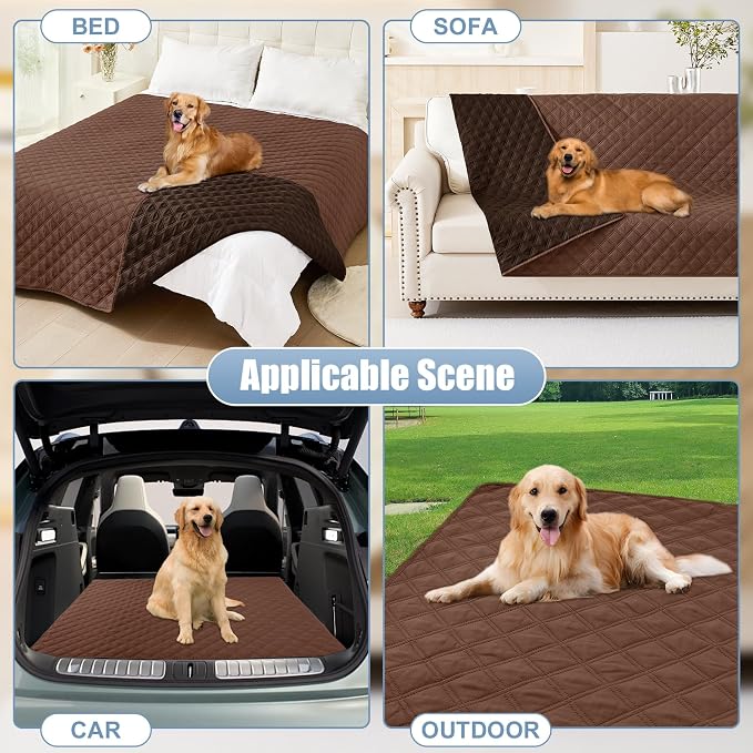 Smiry Waterproof Dog Bed Cover Pet Blanket, Soft Washable Dog Blanket for Furniture Bed Couch Sofa Reversible, Checkered (40"x80", Brown/Chocolate)