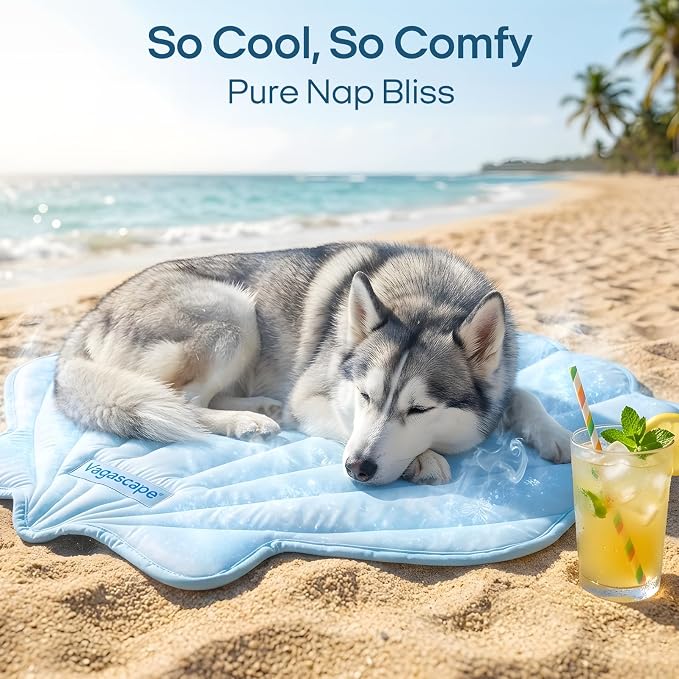 Vagascape Dog Cooling Mat, Washable Pet Cooling Mat, 47" x 45" Thick & Durable Large Cooling Mat for Dogs, Portable Foldable Premium Cooling Pad for Indoor, Outdoor, Travel, Camping, Patio and Beach