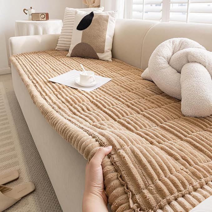 Couch Cover for Dogs Washable, Non-Slip Pet Couch Covers for Sofa, Fuzzy Dog Couch Cover Blanket for Furniture Protector (Z-Camel, 27.6" x 82.7"/70 x 210cm)
