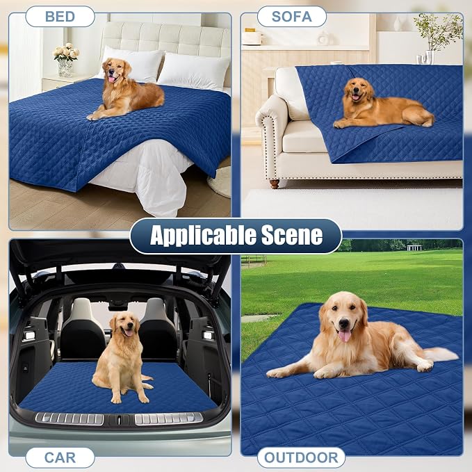 Smiry Waterproof Dog Bed Cover Pet Blanket, Soft Washable Dog Blanket for Furniture Bed Couch Sofa Reversible, Checkered (40"x90", Navy/Navy)