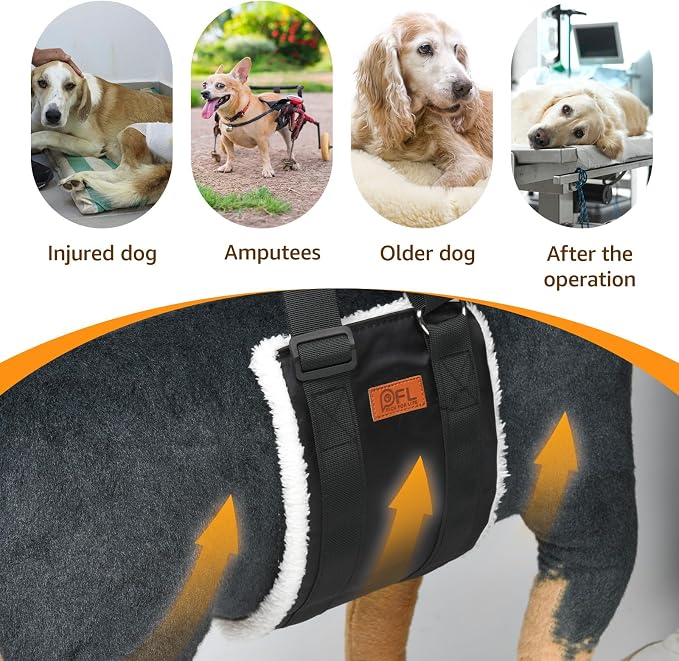 Adjustable Dog Lift Harness Dog Sling for Large Dogs Hind Leg Support Soft Lift Support for Weak Rear Legs, Helps Senior, Injured, Disabled, After ACL Surgery Dogs (Grey&Grey, Large)