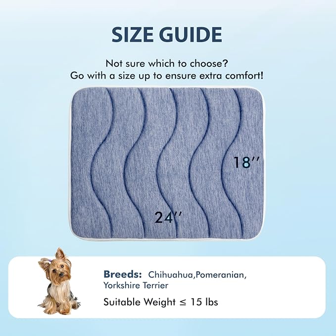 MICROCOSMOS 0.8" Thick Cooling Dog Foam Pad & Summer Pet Sleeping Mat, Machine Washable, Materials Safe, Portable Flat Pet Bed for Dogs.(Navy Blue, 24" x 18")