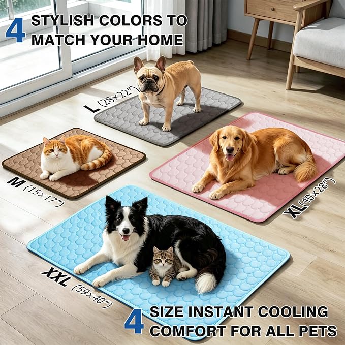 Dog Cooling Mat, Breathable Cooling Mat for Large Dogs(Q-Max>0.4) Washable Cold Crate Pad Cooling Dog Bed Mats, Non-Slip Dog Cooling Pad, Cats Cooling Mat for Kennels, Crates, Cars, Indoor & Outdoor