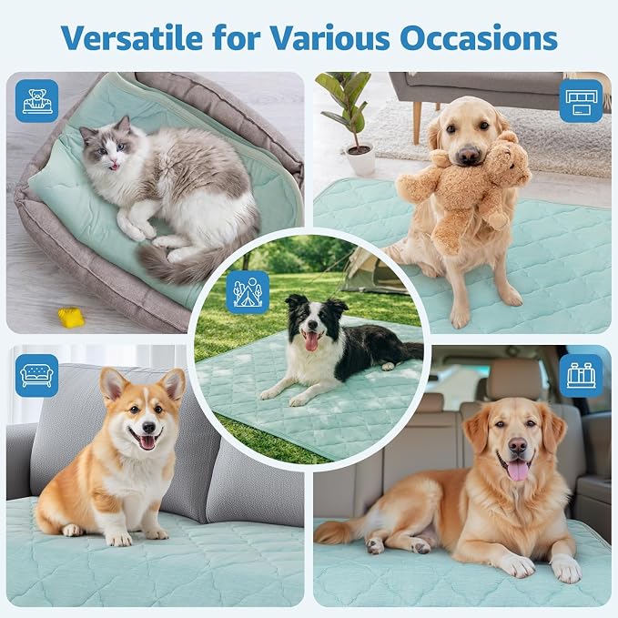 LOOBANI Dog Cooling Mat for Extra Large Dogs - 60" x 40" Dog Cooling Pad for Summer with Anti-Slip Bottom, Washable & Leakproof Cool Mat for Dogs, Cats, Indoor & Outdoor Use, Bed, Couch, and Crate