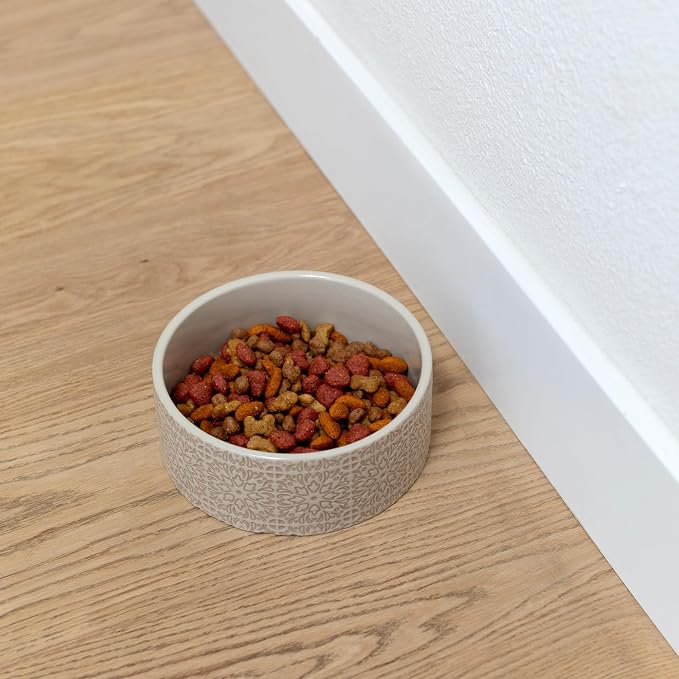 Fringe Studio Sevilla Tile Sand Medium Ceramic Imprinted Pet Bowl (6.5" Diameter x 2.5" H, 26 fl.oz.), PetShop Collection (785MD001) (Pack of 2)