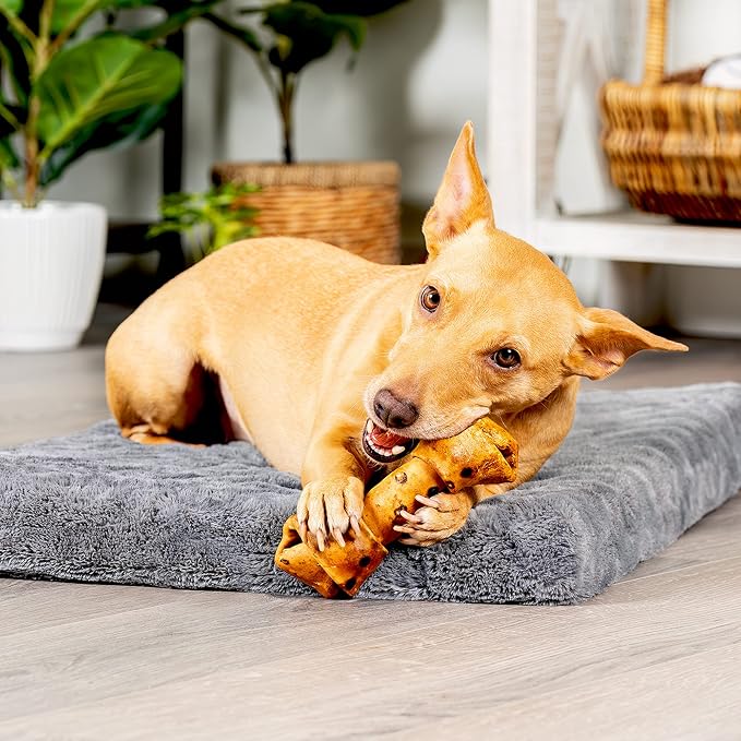 Pet Factory 100% Made in USA Beefhide 6" Knotted Bones Dog Chew Treats - Peanut Butter Flavor, 12 Count/1 Pack