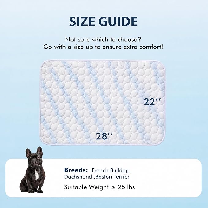 MICROCOSMOS Summer Cooling Mat & Sleeping Pad- Water Absorption Top, Materials Safe, Easy Carry, EZ Clean. Keep Cooling for Pets, Kids and Adults.(Blue White, 28" x22")