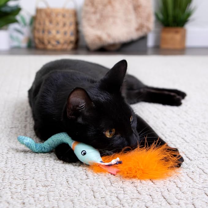 Instincts by SmartyKat HappyNip Tricky Twister Bendable Snake Plush Cat Toy, Contains Catnip & Silvervine - Blue, One Size