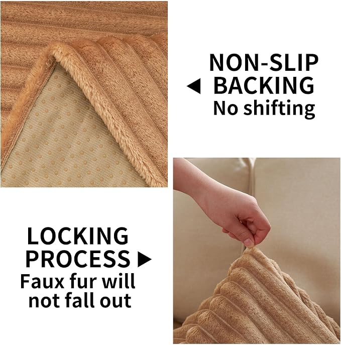 HAOMAIJIA Waterproof Couch Cover for Dogs Washable,Faux Fur Pet Couch Covers for Sofa,Soft Dog Bed Cover Non-Slip Couch Covers for 3 Cushion Couch Sofa Pet Friendly (Khaki, 35" x 62")