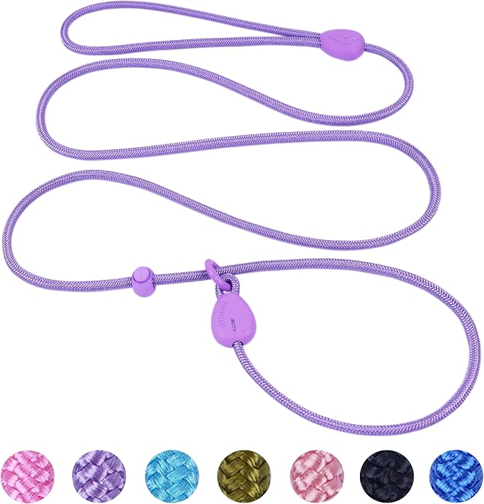 Purple 6FT No Pull Dog Training Leash - Lightweight Slip Lead for Small Medium Dogs
