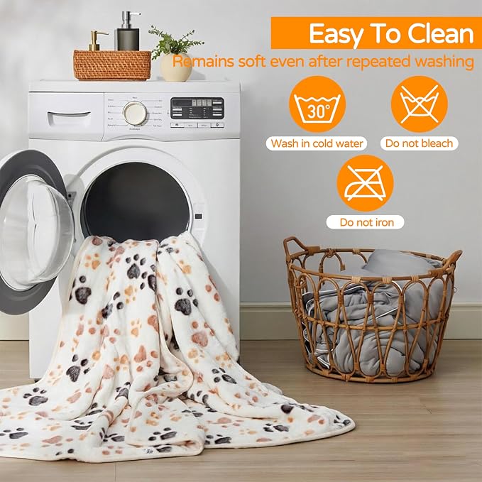 1 Pack 3 Blankets Premium Soft Fluffy Pet Flannel Blanket, Paw Printed Throw for Dogs, Cats and Puppies (Cute Paw Set, 23×16 inch, Pack of 3)