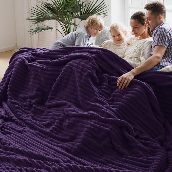 Bedsure GentleSoft Large Fleece Blanket for Bed - Cozy Soft Throw Blankets for Women, Cute Large Throws for Girls, Purple, 120x120 Inches