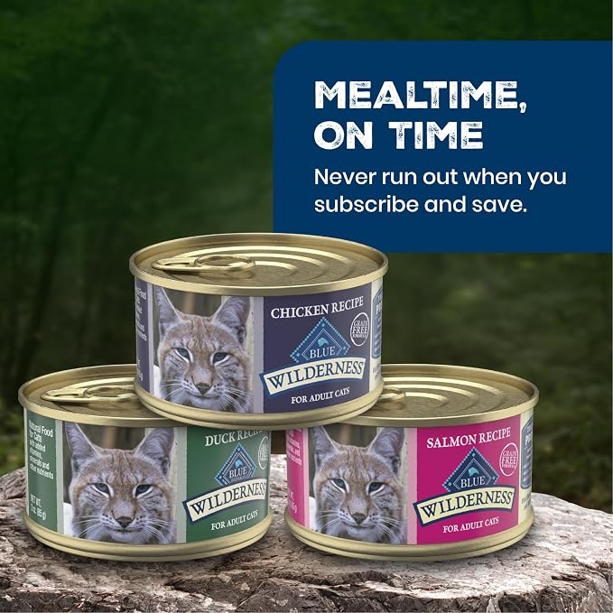 Blue Buffalo Wilderness Paté Variety Pack (Chicken, Salmon, and Duck) Adult Wet Cat Food, High-Protein & Grain-Free Recipes Enhanced with Vitamins, Minerals, and Other Nutrients, 3-oz. Each (24 Count)