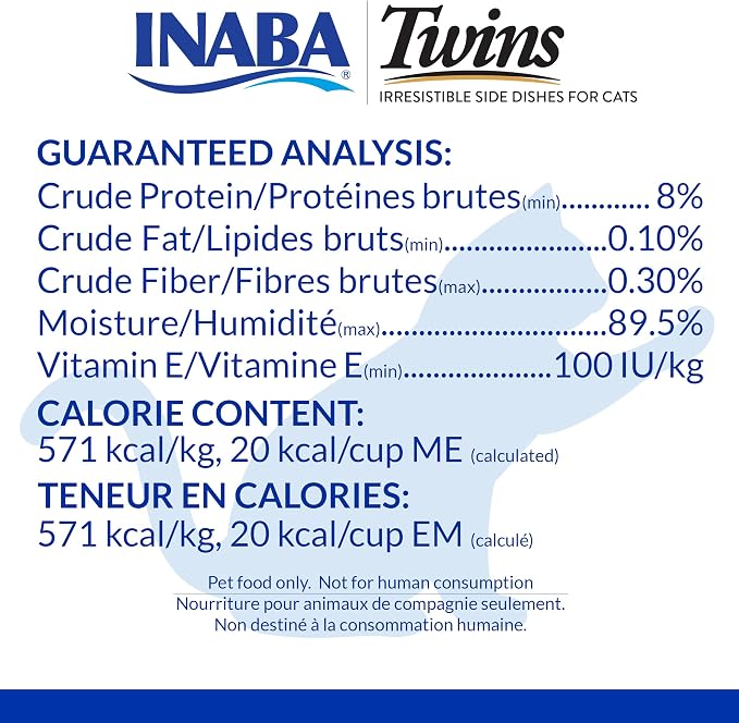INABA Twins for Cats, Shredded Chicken & Broth Gelée Side Dish/Topper Cups with Green Tea Extract, 1.23 Ounces per Serving, Tuna & Chicken with Scallop Recipe, (Pack of 24)