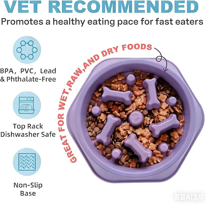 Slow Feeder Dog Bowls Anti Gulping Reduces Gastric Burden Prevents Bloat and Digestive Issues Safe Durable Material Easy to Clean Puppy Slow Feeder Bowl for Healthy Eating Excess Energy Management