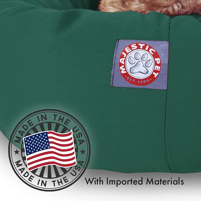 Majestic Pet 32 Inch Bagel Calming Dog Bed Washablee – Cozy Soft Round Dog Bed with Spine Support for Dogs to Rest their Head - Fluffy Donut Dog Bed 32x23x7 (Inch) - Round Pet Bed bed Small – Green