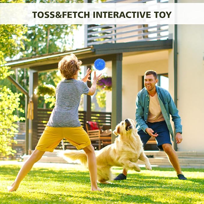 petizer 3-Pack 3.5” Squeaky Dog Toy Balls, Floating Dog Pool Balls, Spiky Dogs Balls Water Toys, Durable Interactive Fetch Toys for Puppy, Dog Chew Toys for Teething (3.5", Medium/Large Dog)