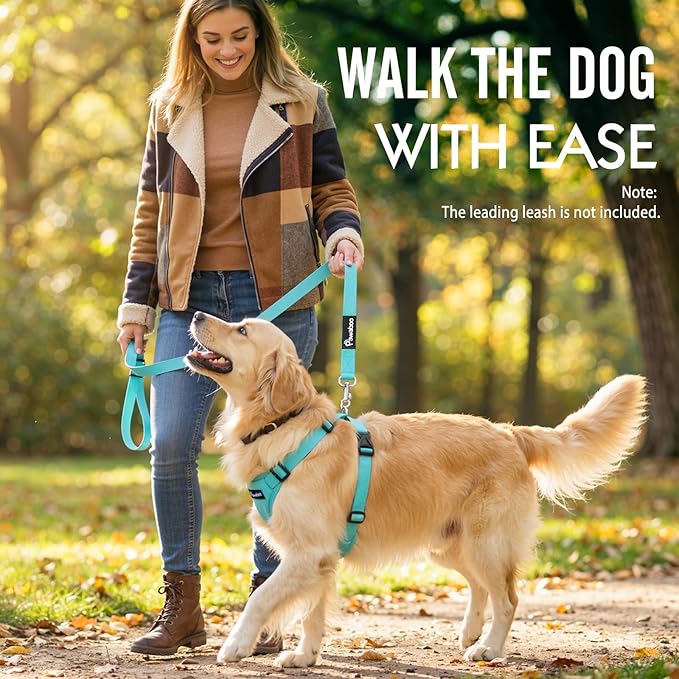 Pawaboo Breathable Dog Seat Belt Harness for Car, Adjustable Dog Safety Vest Harness with Vehicle Connector Strap, L, Full Blue