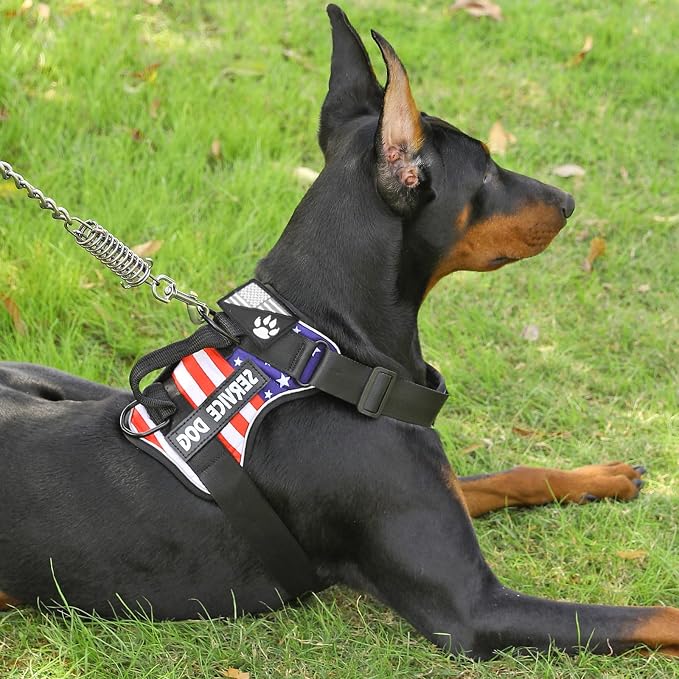 Service Dog Harness, Reflective Dog Vest Harness with 5 PCS Patches, Adjustable Soft Oxford Pet Harness, Inner Layer Mesh, Easy to Control for Small Medium Large Dogs