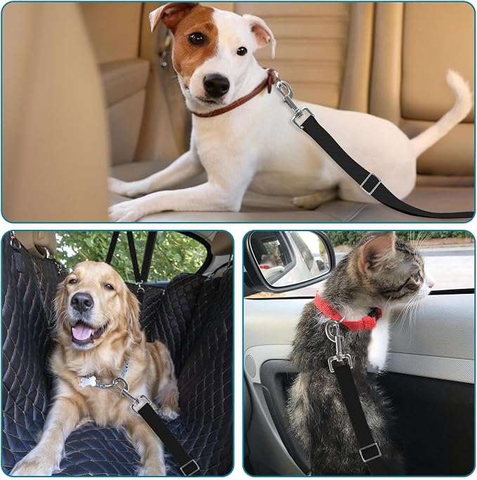 Adjustable pet cat and Dog car seat Belt,The Lanyard is Flexible and Adjustable from 20 to 33 inches(Black)